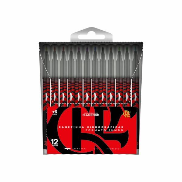 Canetinha Hidrográfica Plus 12 Cores Oficial Flamengo - FL0301