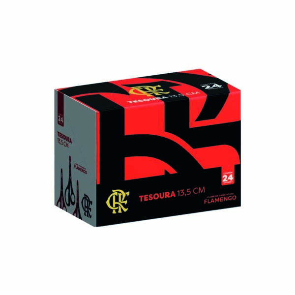 Tesoura Escolar 13,5 cm Display c/24 und Oficial Flamengo - FL1802