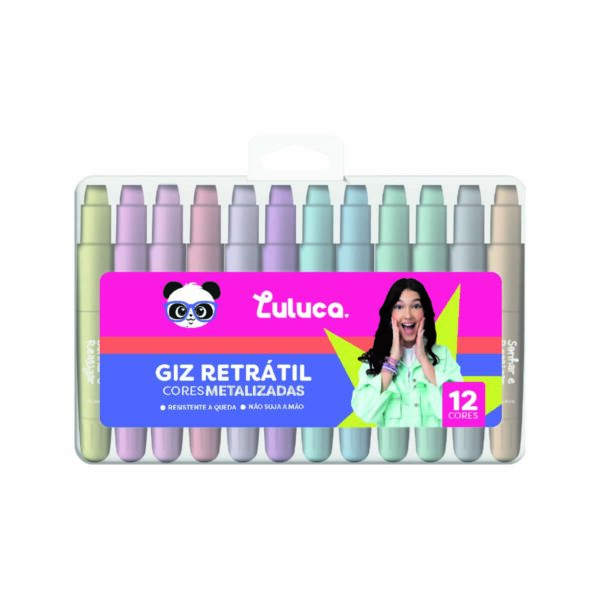 Giz Retrátil Metalizado 12 Cores Oficial Luluca -  LU1101