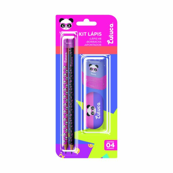 Kit Lápis Grafite HB Resina Lápis/ Borracha/ Apontador Oficial Luluca - LU1206