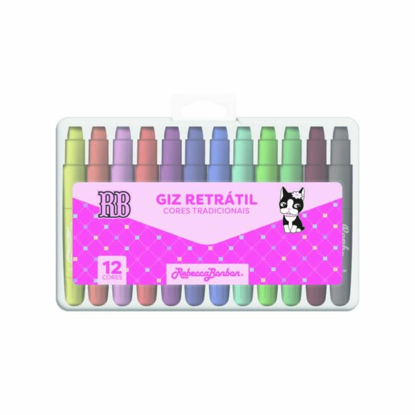 Giz Retrátil c/ 12 cores tradicionais Oficial Rebecca Bonbon  - RB1102