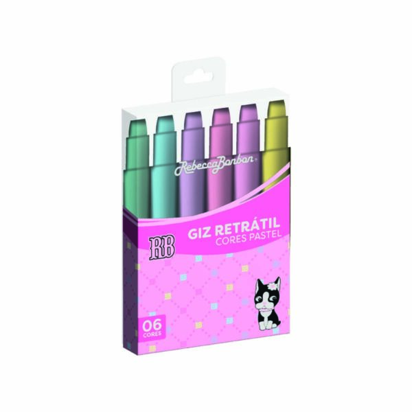 Giz Retrátil c/ 6 cores pastel Oficial Rebecca Bonbon - RB1103