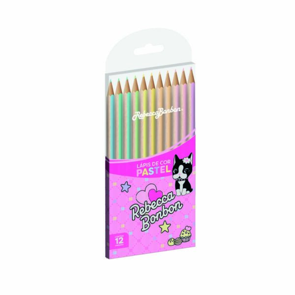 Lápis de Cor madeira c/ 12 cores pastel Oficial Rebecca Bonbon - RB1205