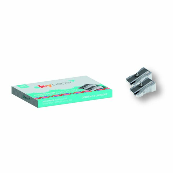 Apontador Simples Chanfrado Metálico Caixa c/24 und Oficial SkyPaper - SK0108
