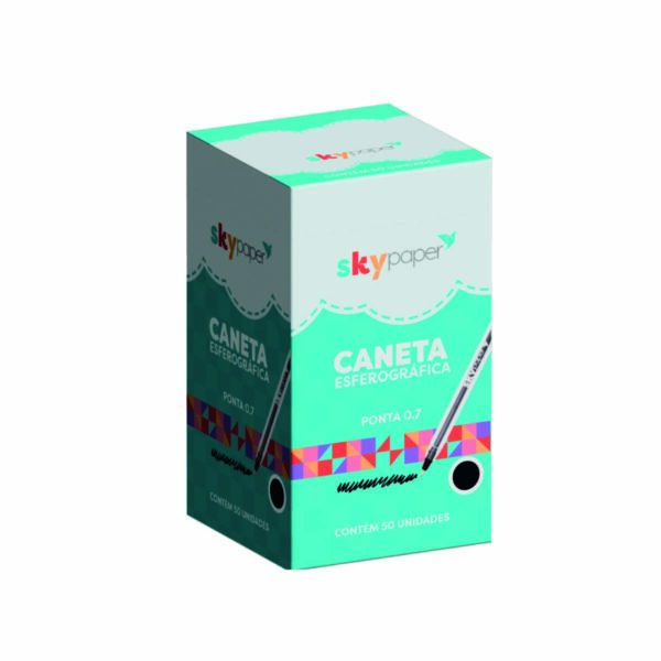 Caneta Esferográfica 0.7 Preta Display c/50 und  Oficial SkyPaper - SK0402