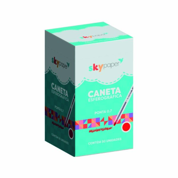 Caneta Esferográfica 0.7 Vermelha Display C/50 und Oficial SkyPaper - SK0403