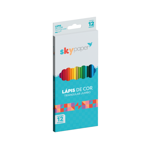 Lápis Madeira Triangular Jumbo c/12 Cores Oficial SkyPaper - SK1219