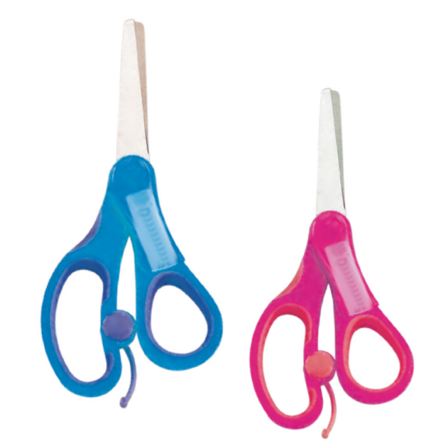 Tesoura Escolar 13,5 cm Rosa/Azul c/ Etiqueta De Identificação bl c/1 und Oficial SkyPaper - SK1813